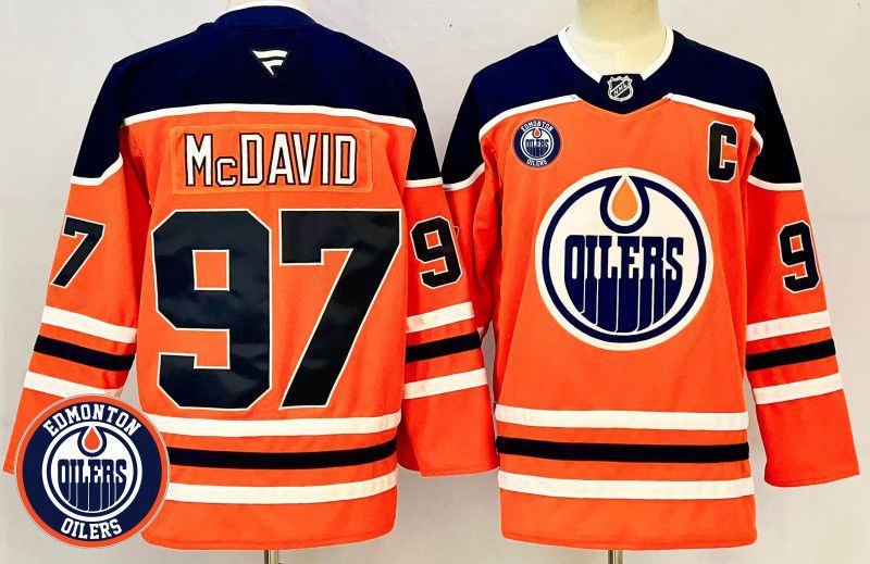 Men Edmonton Oilers 97 Mcdavid Orange Fanatics 2025 NHL Jersey style 1